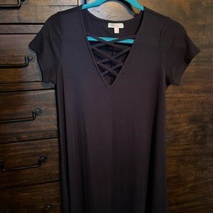 Love Fire strap detail neck shirt tunic dress
